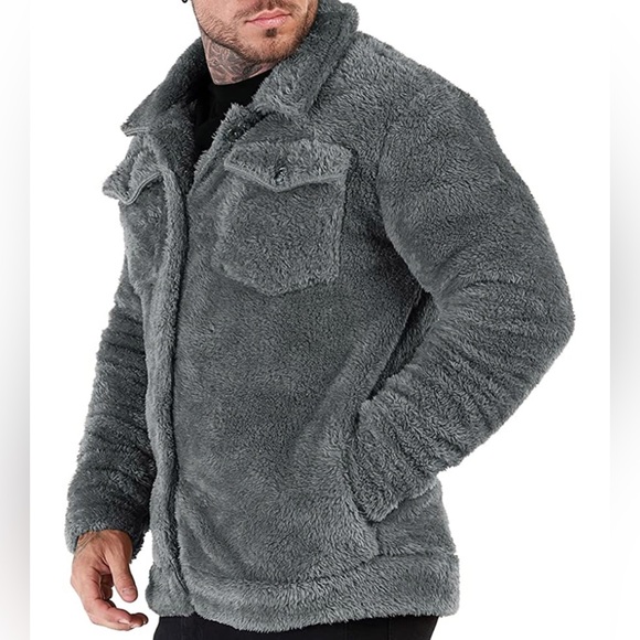 Other - BRAND NEW MENS TRENDY FUZZY SHERPA JACKET